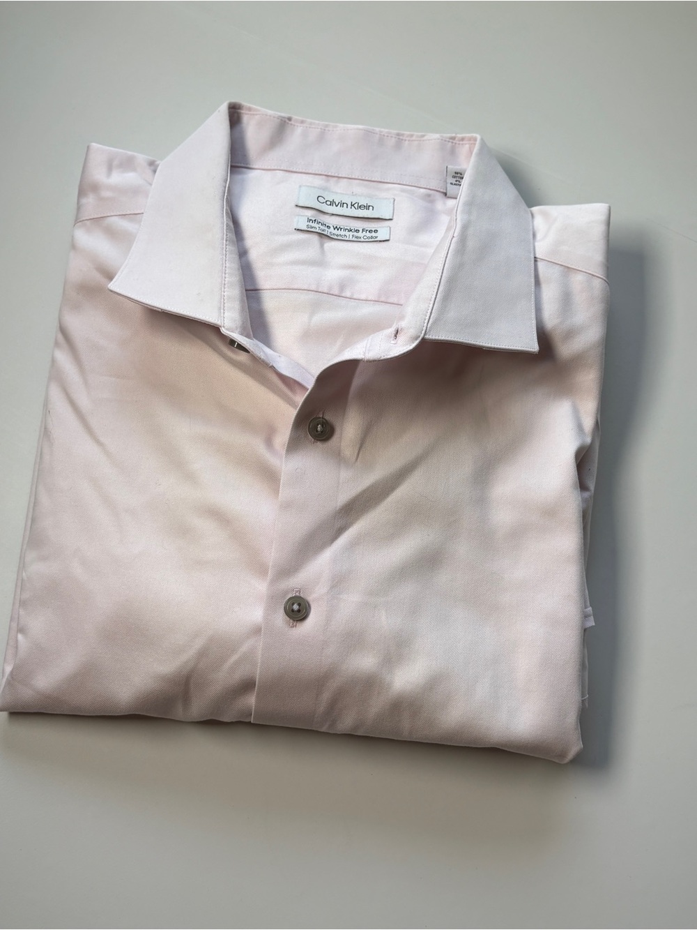 Calvin Klein Infinite Pink Dress Shirt Stretch Business Casual Light Pastel 18.